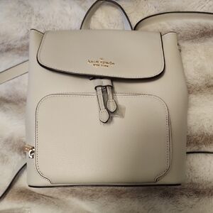 NWT Kate Spade White Leather Backpack with Flap Closure